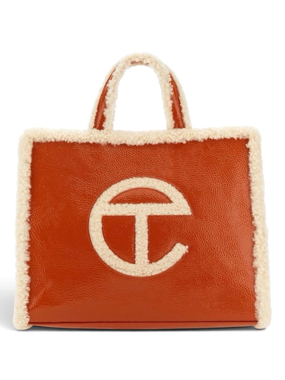 ✨💎NWT💎✨ UGG X TELFAR Large Limited edition Orange Leather & Shearling-Trim Tote